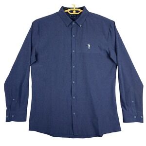 William Murray Mens Navy‎ Blue Button Down Vented Shirt Golf Logo Size Large